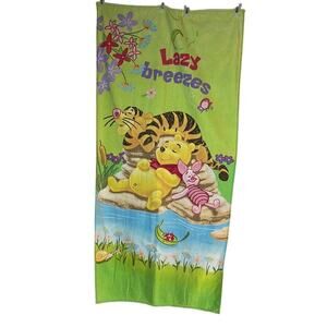 Vintage Disney Winnie the Pooh Tigger Eeyore Lazy Breezes Beach Towel 54" Y2K